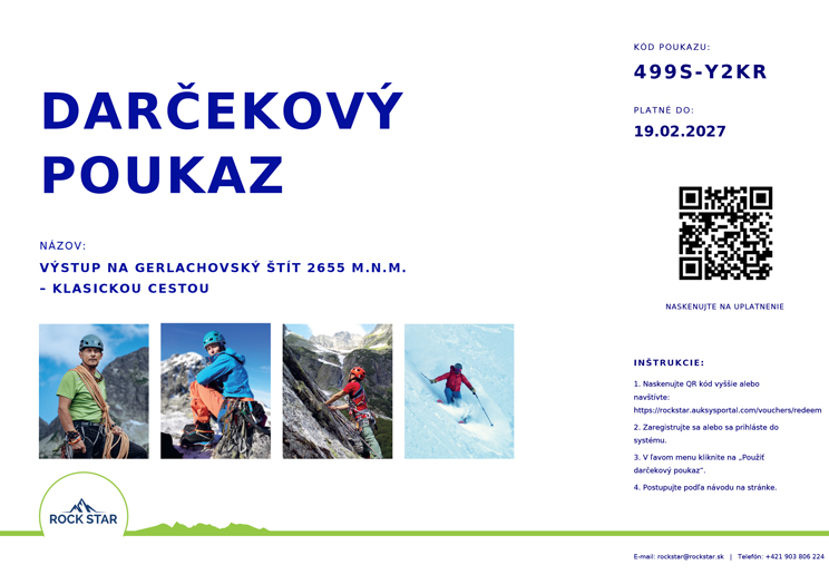 Darčekový poukaz Výstup na Gerlachovský štít